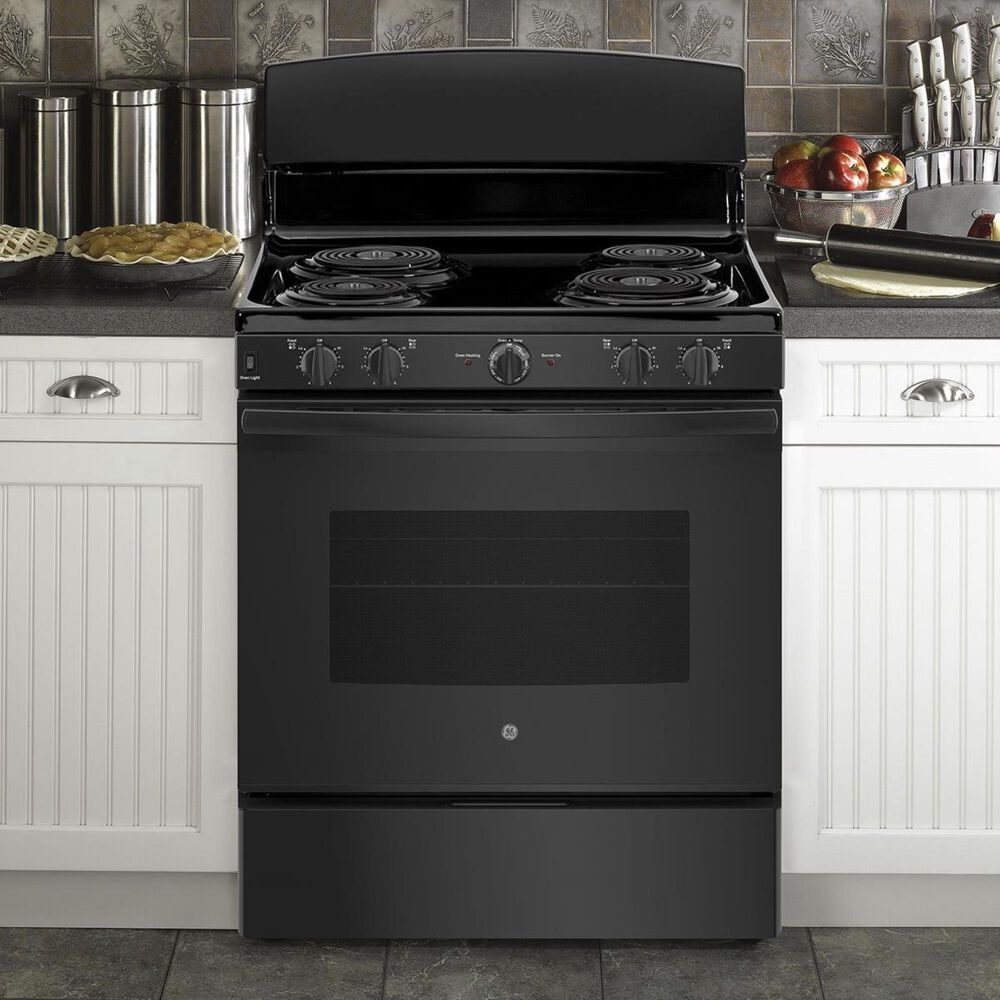 GE Appliances 30" Free-Standing Electric Range with Coil Top in Black, , large