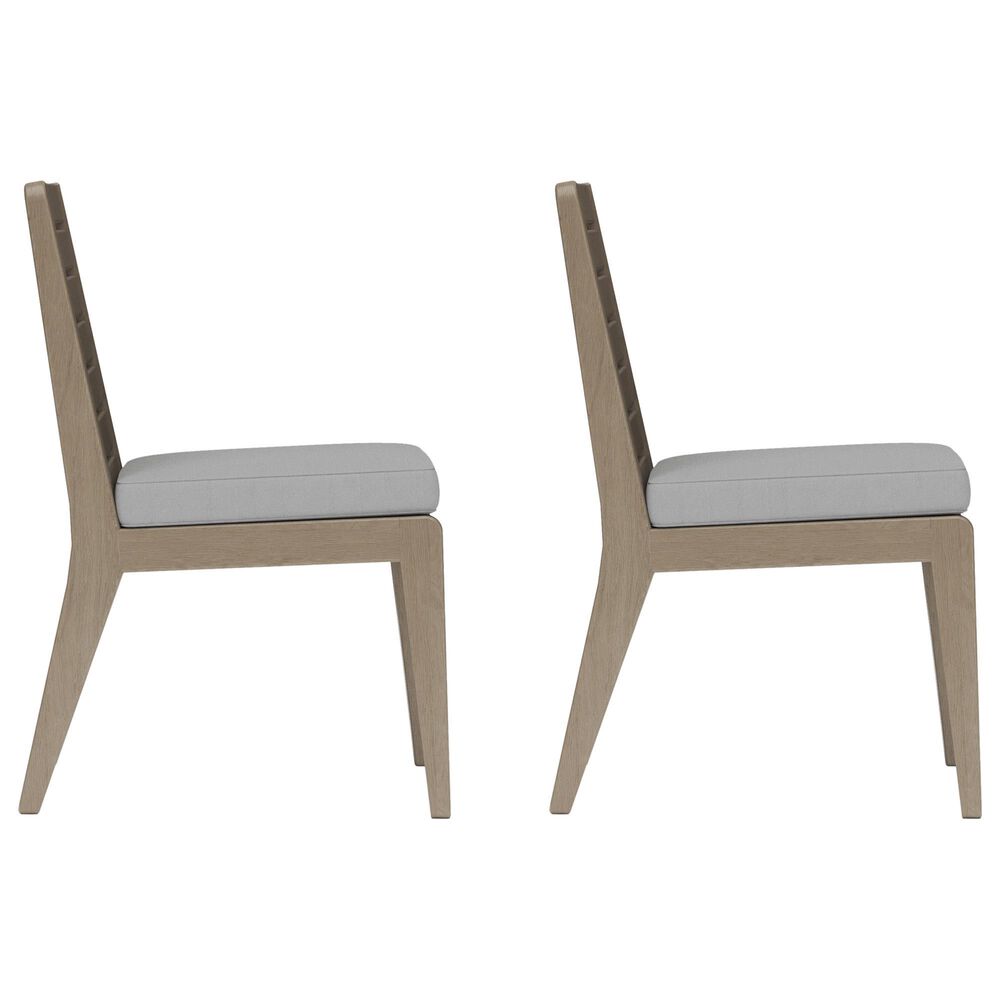 Homestyles Sustain Patio Dining Armless Chair with Gray Cushion in Stain Brown &#40;Set of 2&#41;, , large