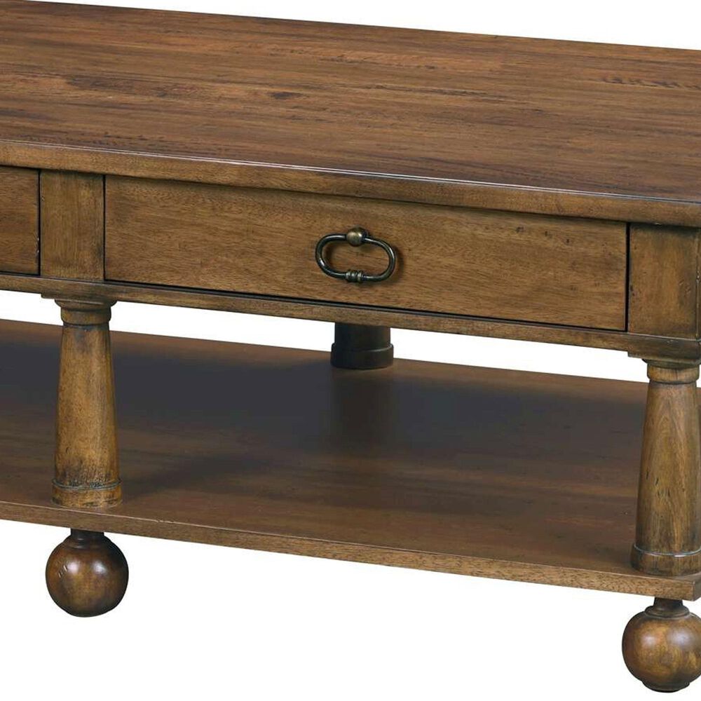 Hekman Fairfax 2-Drawer Rectangular Coffee Table in Chestnut Brown and Black, , large