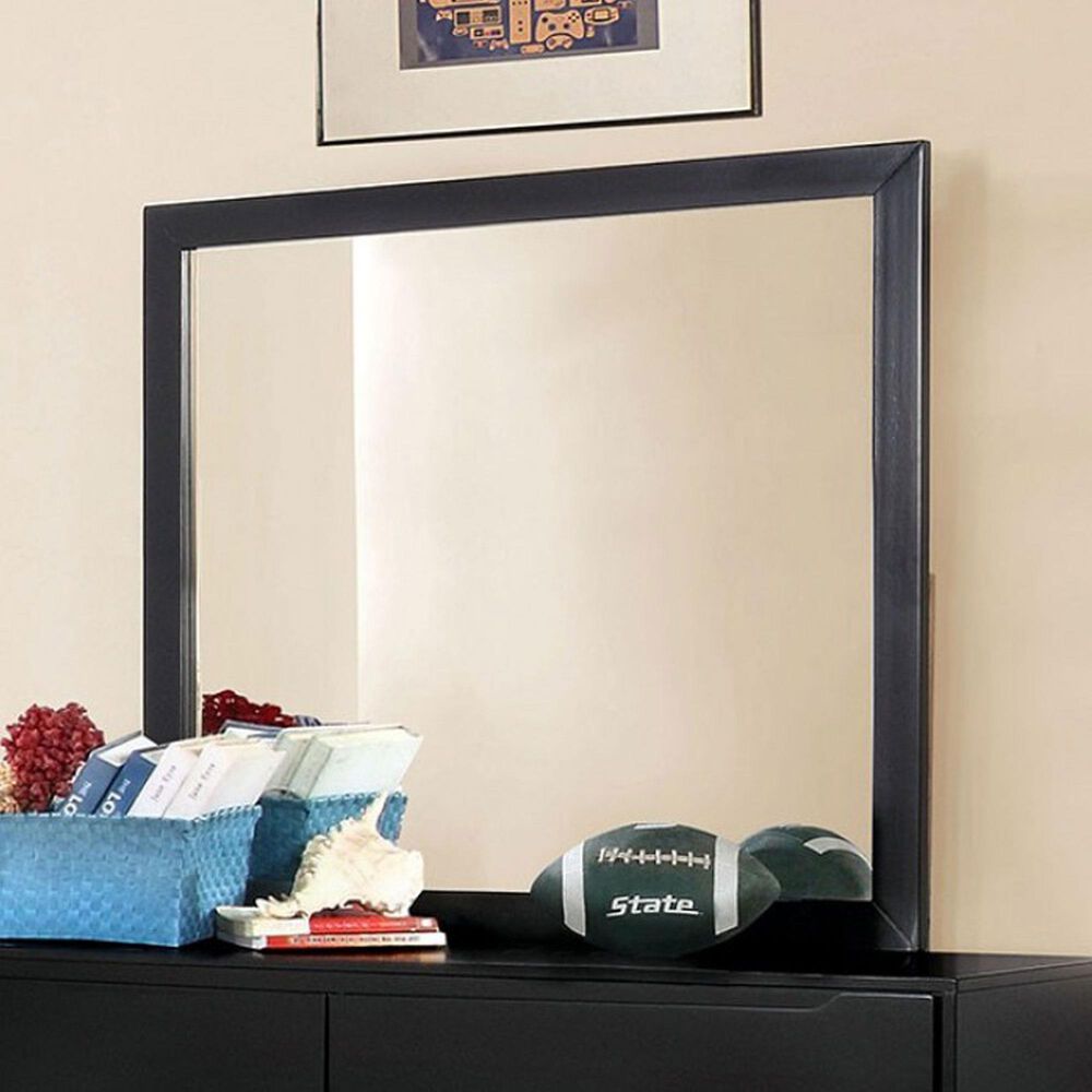Furniture of America Lennart 6-Drawer Dresser and Rectangular Mirror in Black, , large