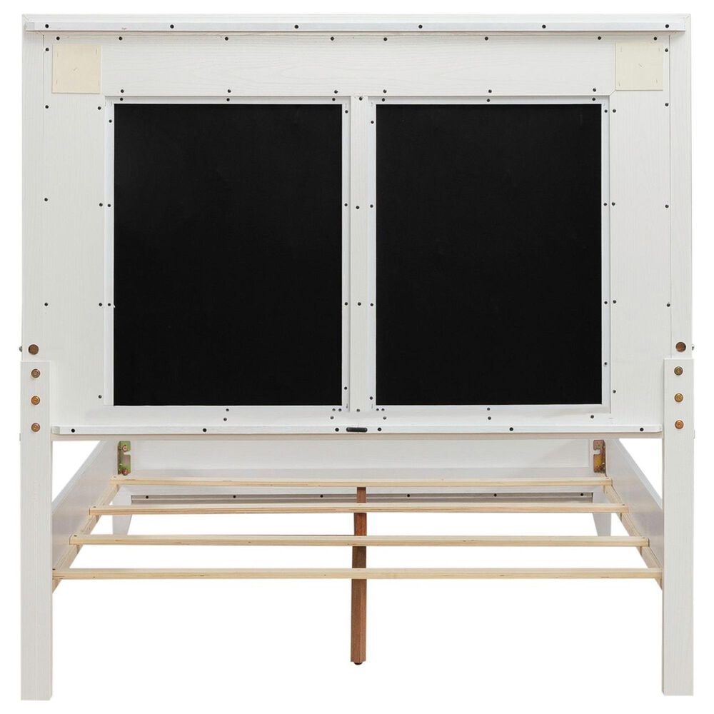 Belle Furnishings Reflections 4-Piece Queen Upholstered Bedroom Set in Pearl White and Rhinestone, , large