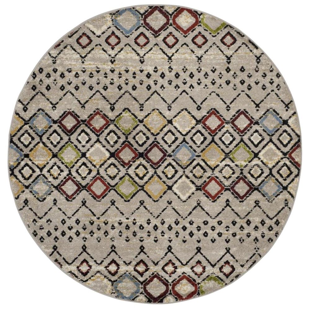 Safavieh Amsterdam AMS108G-5R 5&#39;1&quot; Round Light Grey/Multi Area Rug, , large
