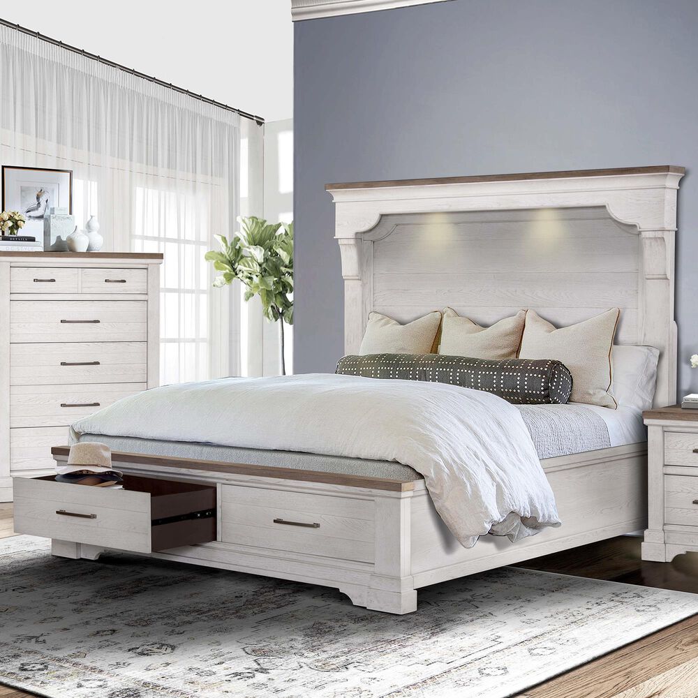 Sasha Lee King Storage Bed in Two Tone Hickory, , large