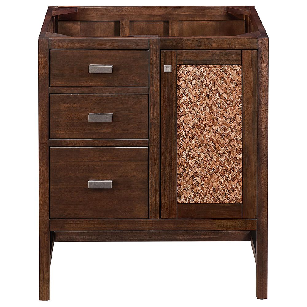 James Martin Vanities Addison 30" Single Vanity Cabinet in Mid Century Acacia with 3 cm White Zeus Quartz Top and Rectangular Sink, , large