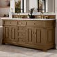 James Martin Vanities Brookfield 72" Double Bathroom Vanity in Honey Oak with 3cm Carrara White Marble Top and Rectangular Sinks, , large