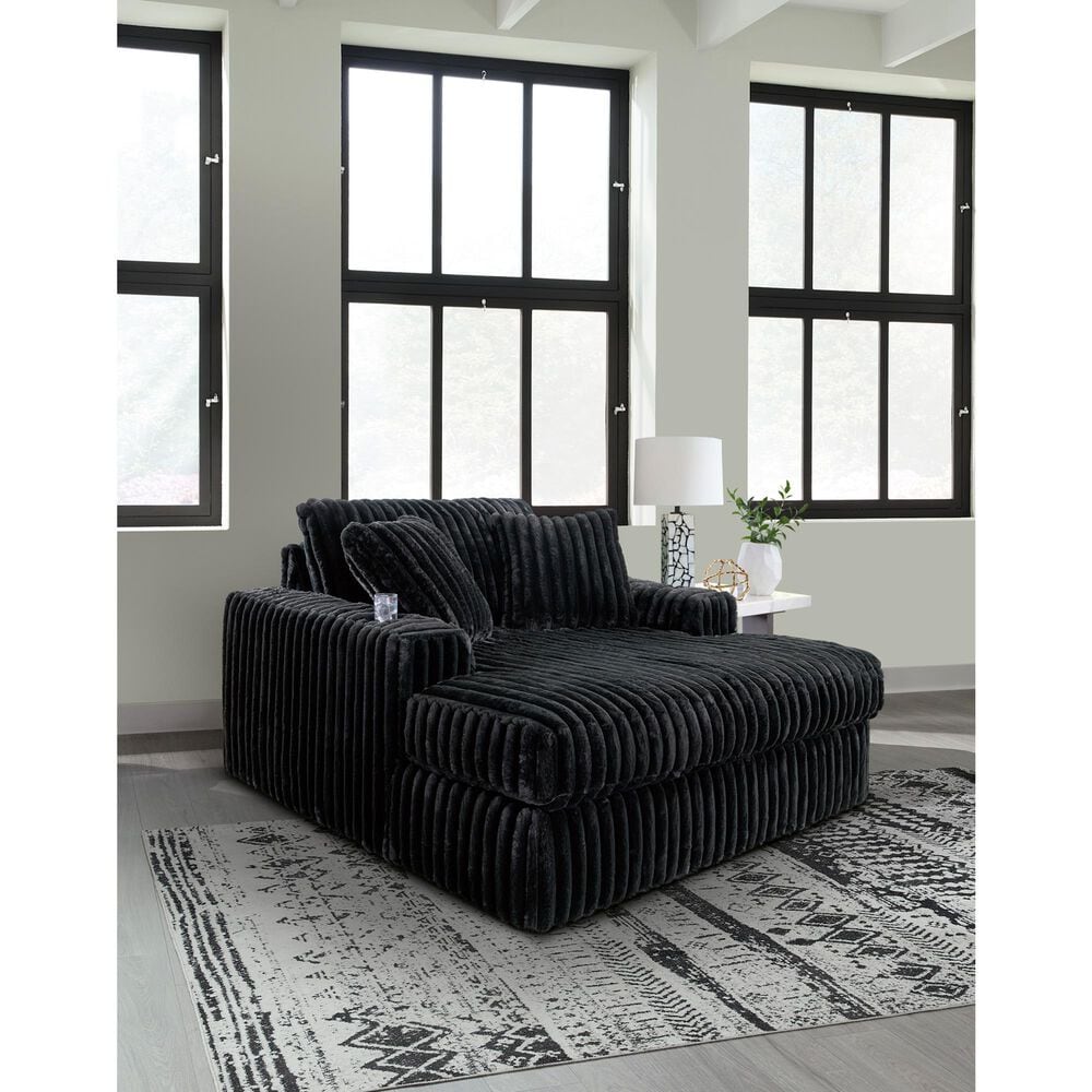 Ashley Midnight-Madness Oversized Chaise in Onyx, , large