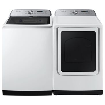 Samsung 5.2 Cu. Ft. Smart Top Load Impeller Washer and 7.4 Cu. Ft. Electric Dryer in White, , large