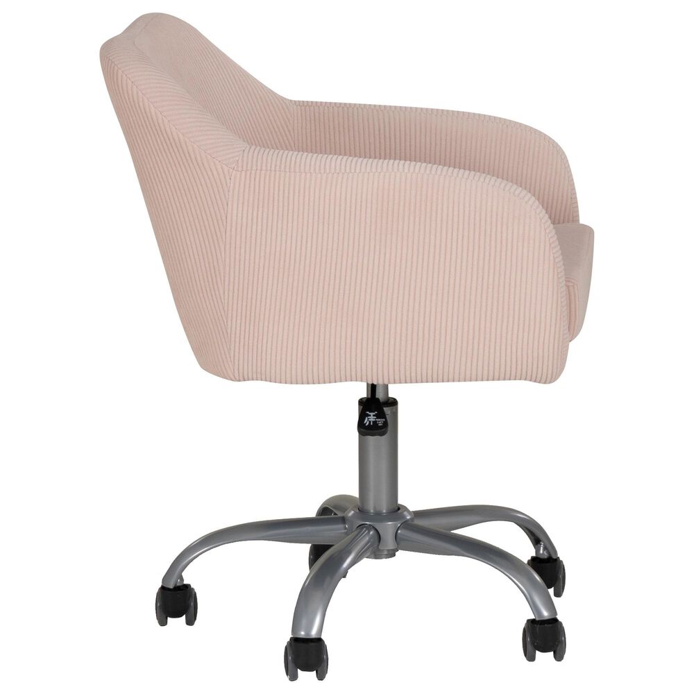 Linon Home Decor Rylen Office Chair with Pink Cushion in Silver, , large
