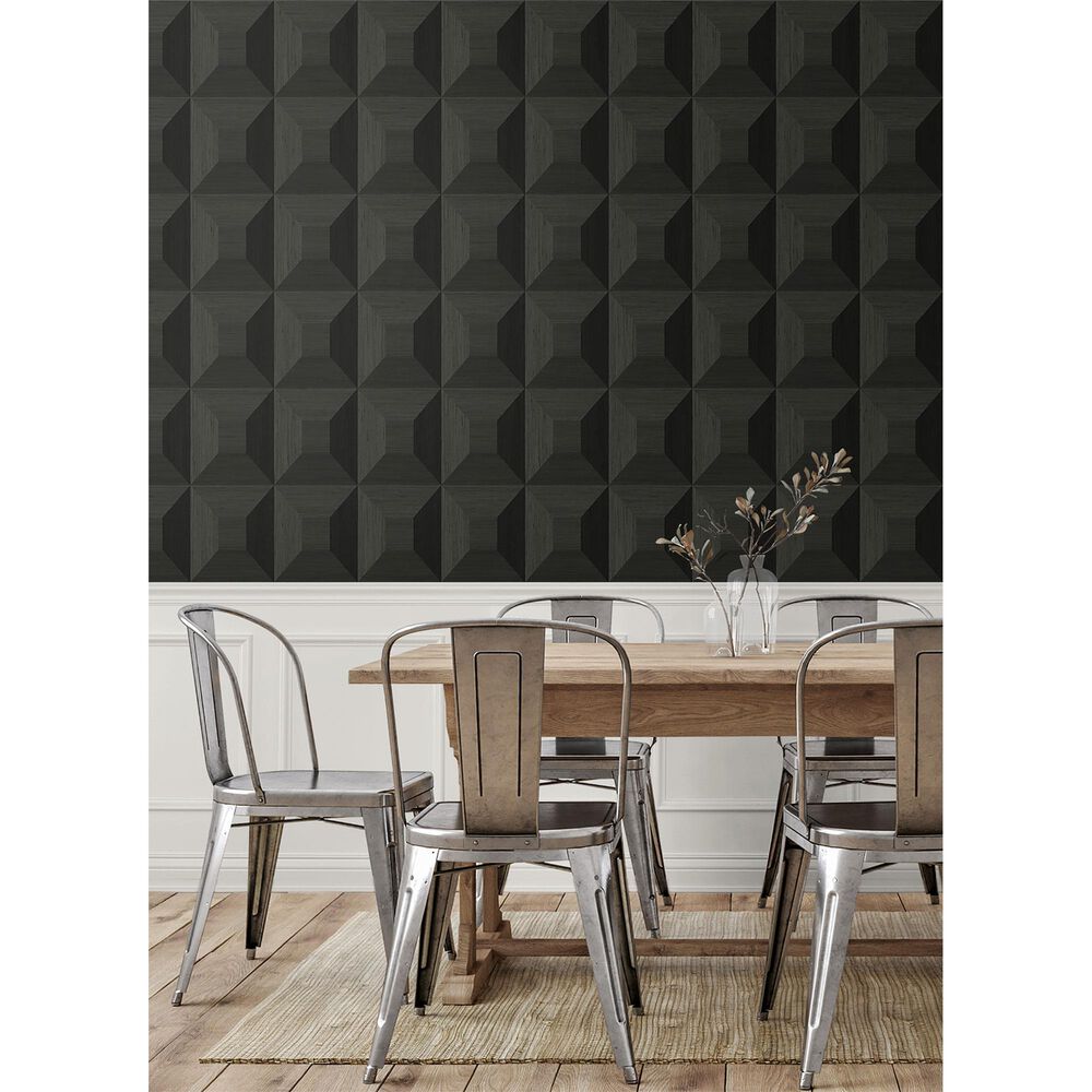 NextWall Quadrant Geo 216&quot; x 27&quot; Peel and Stick Wallpaper in Blacksmith, , large