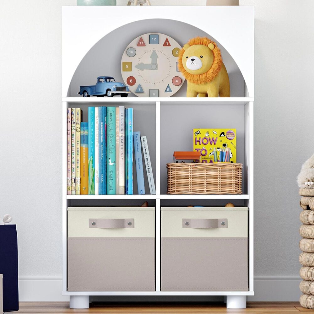 RiverRidge Home Kids Curve Appeal 23" 4-Cubby Bookcase in White, , large