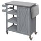 Hearth and Haven Outdoor Kitchen Island Cart with Stainless Steel Top and Lockable Wheels in Gray, , large