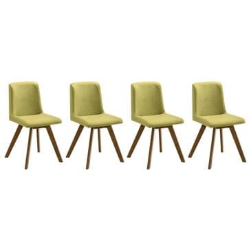 Armen Living Gina Side Chair with Olive Green Upholstery in Warm Walnut (Set of 4), , large