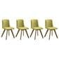 Armen Living Gina Side Chair with Olive Green Upholstery in Warm Walnut (Set of 4), , large