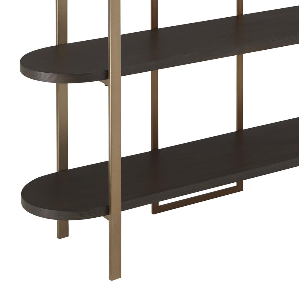 Ashley Brentmour 7-Shelf Bookcase in Dark Brown and Gold, , large