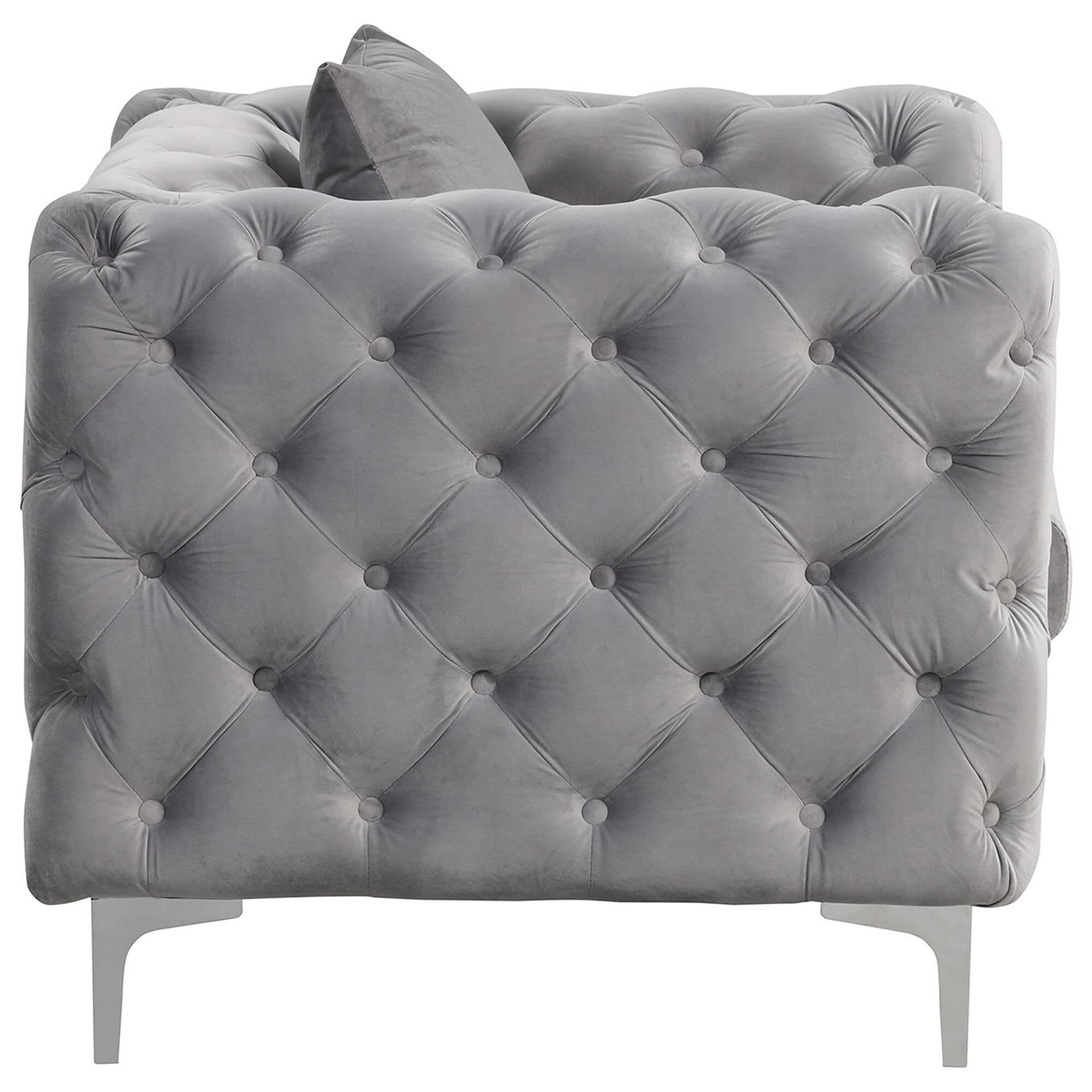 Grey velvet tufted discount chair