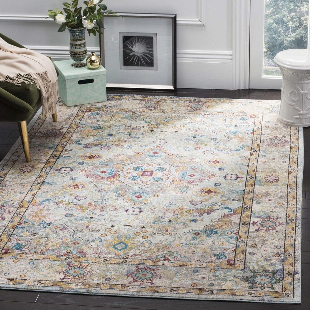 Safavieh Aria 5&#39;1&quot; x 7&#39;6&quot; Beige and Blue Area Rug, , large