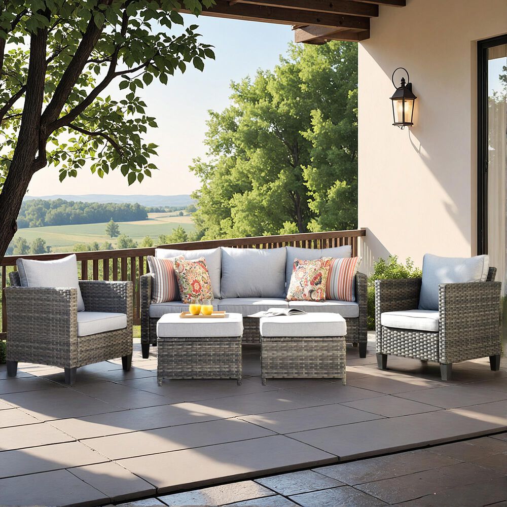 HOMLUX 5-Piece Outdoor Patio Furniture Set in Gray, , large