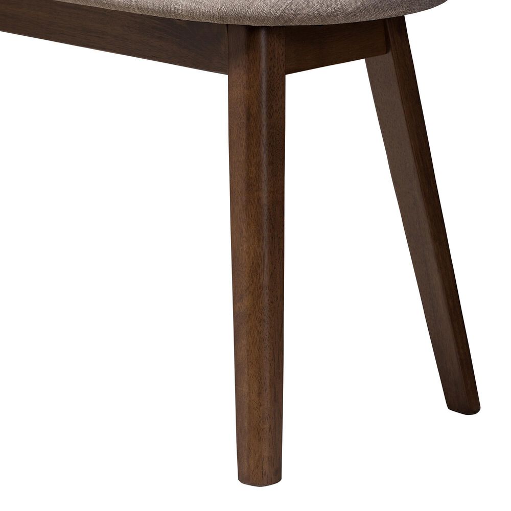 Baxton Studio Easton Bench with Light Grey Cushion in Walnut Brown, , large