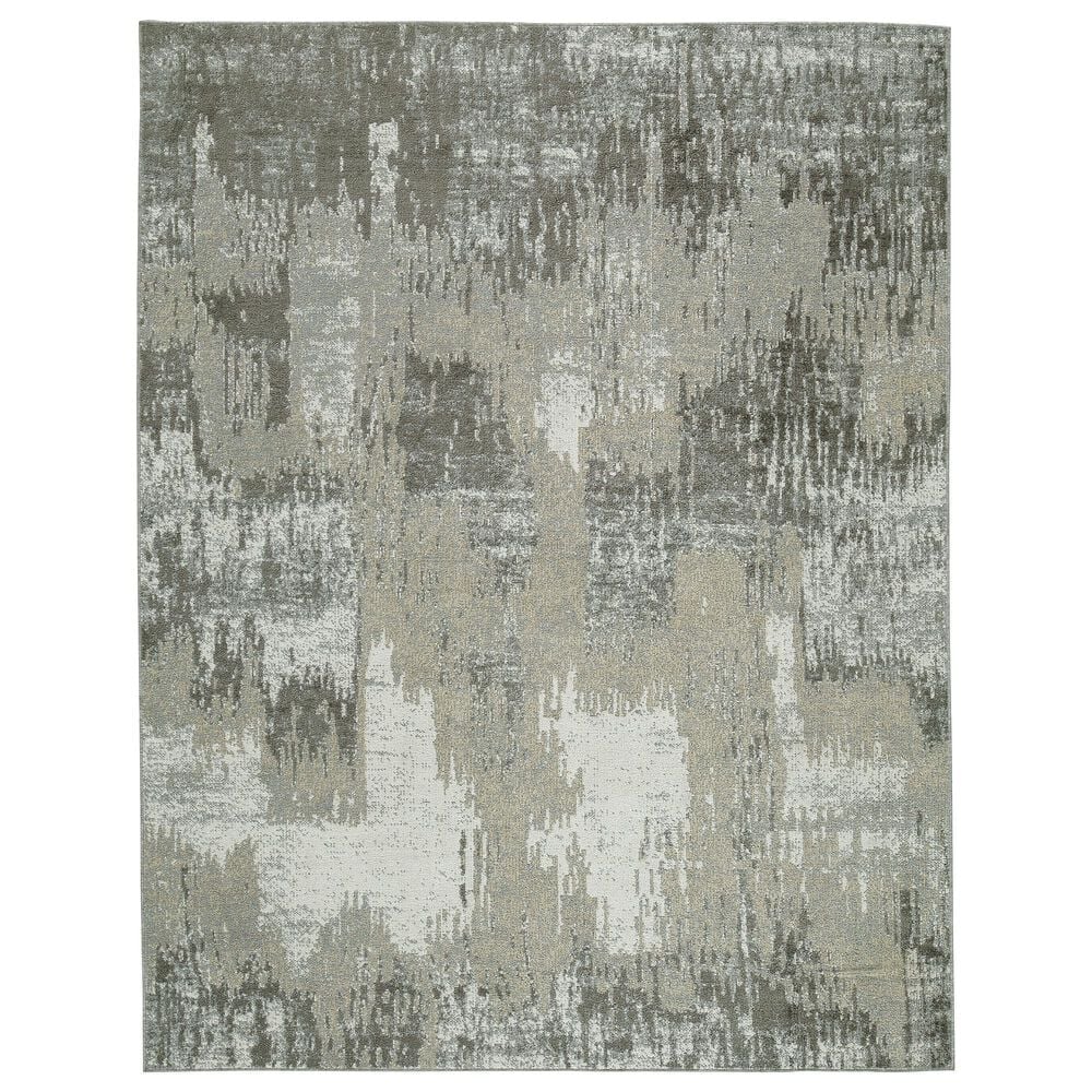 Ashley Arriston 5"3" x 7" Teal, Gray, Beige and Taupe Area Rug, , large