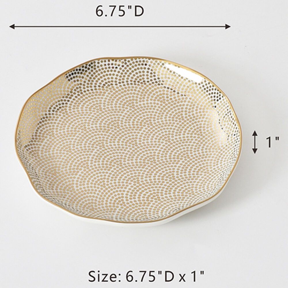 Pampa Bay Sensu 6.5&quot; Round Appetizer and Dessert Plate in White and Gold, , large