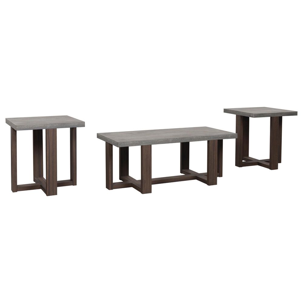 Ashley Dynnford 3-Piece Occasional Table Set in Gray and Brown, , large