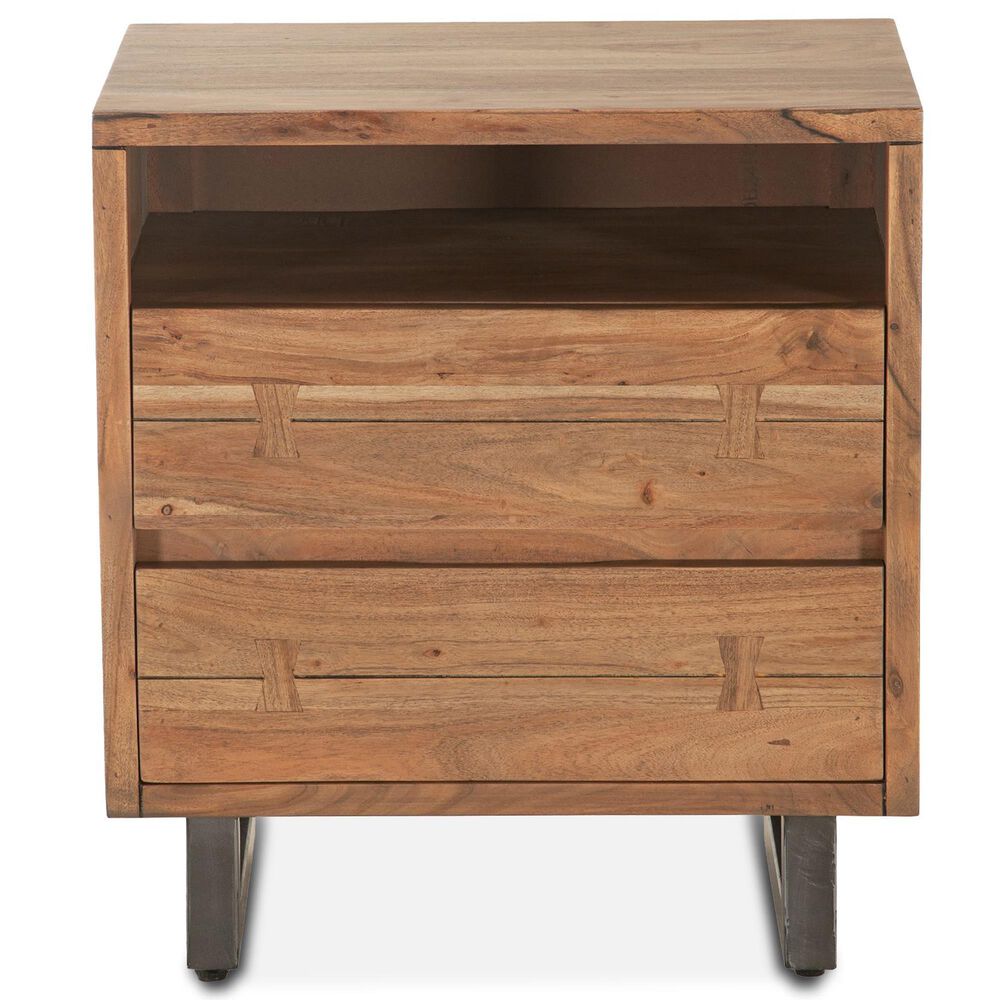 Home Trends &amp; Design Aspen 2-Drawer Nightstand in Smoked Acacia and Antique Zinc, , large