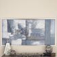 Maple and Jade 55" x 28" Geometric Wall Art with Silver Frame in Gray, White, Dark Blue and Brown, , large
