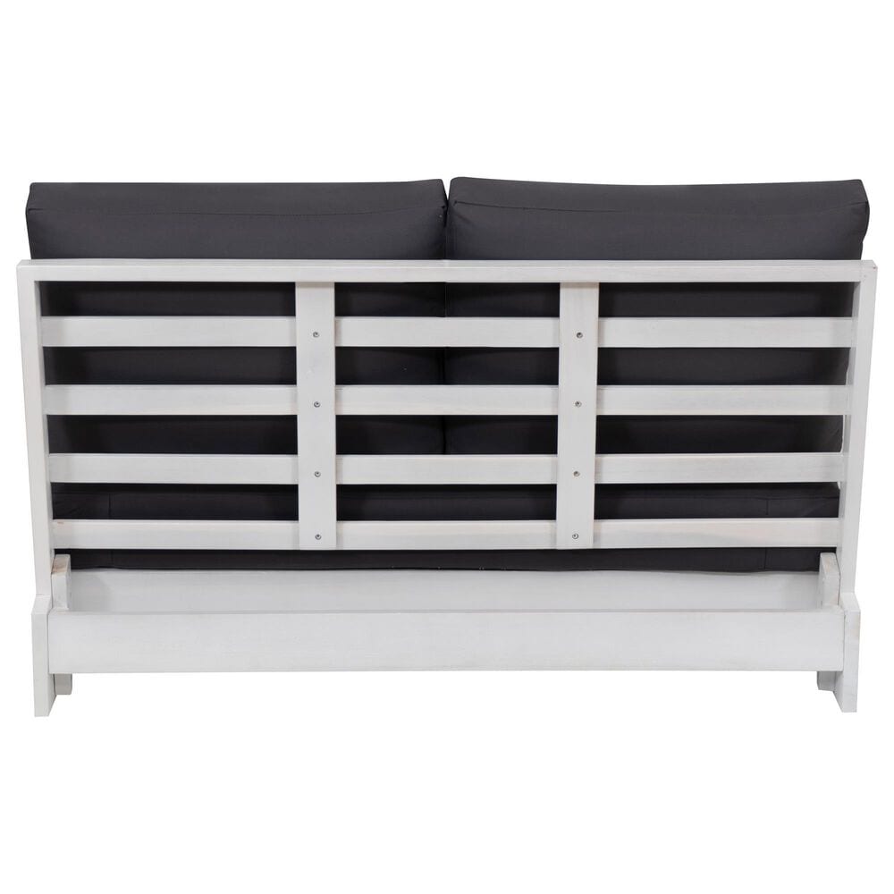 Linon Home Decor Silbury Outdoor Bench with Grey Cushion in White, , large