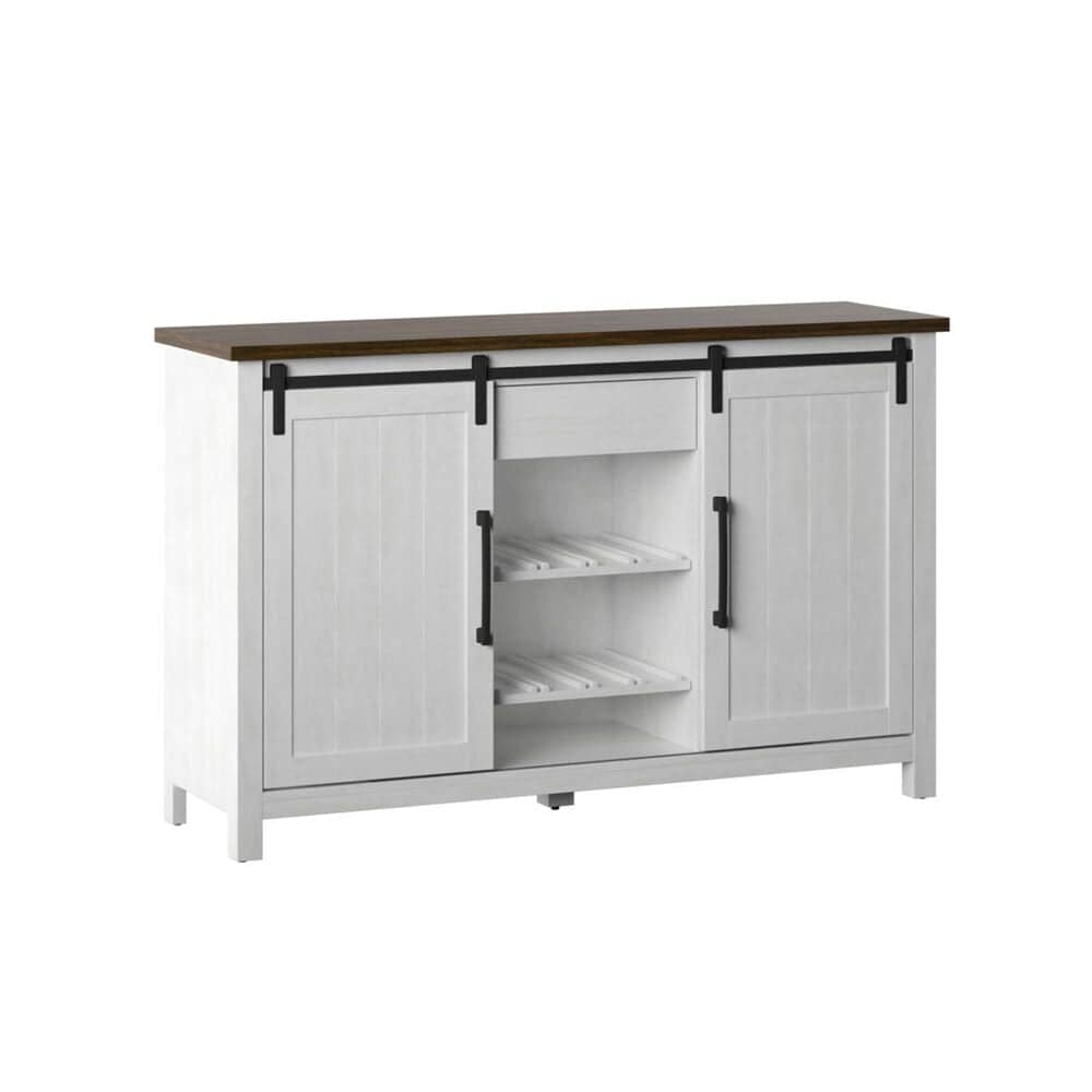 RTJ Furniture 2-Door Sideboard with Wine Storage in Antique White, , large
