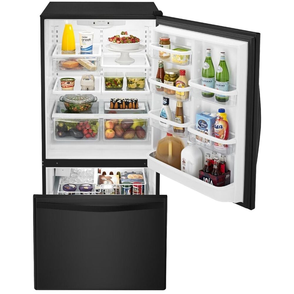 Whirlpool 19 Cu. Ft. Bottom-Freezer Refrigerator with SpillGuard Glass Shelves in Black, , large