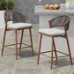 Hearth and Haven 26" Outdoor Counter Stool with Teak Frame in Light Gray (Set of 2), , large