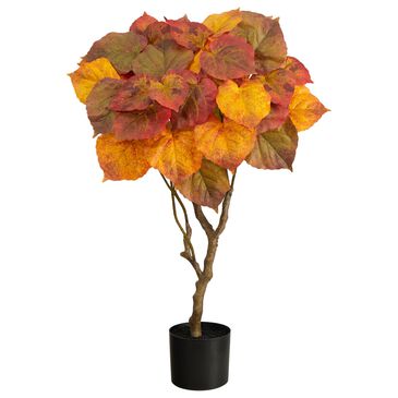Nearly Natural Inc 3" Autumn Umbrella Ficus Tree in Orange, , large