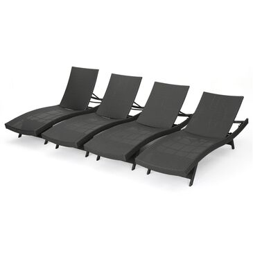 Noble House Salem Patio Chaise Lounge in Gray (Set of 4), , large