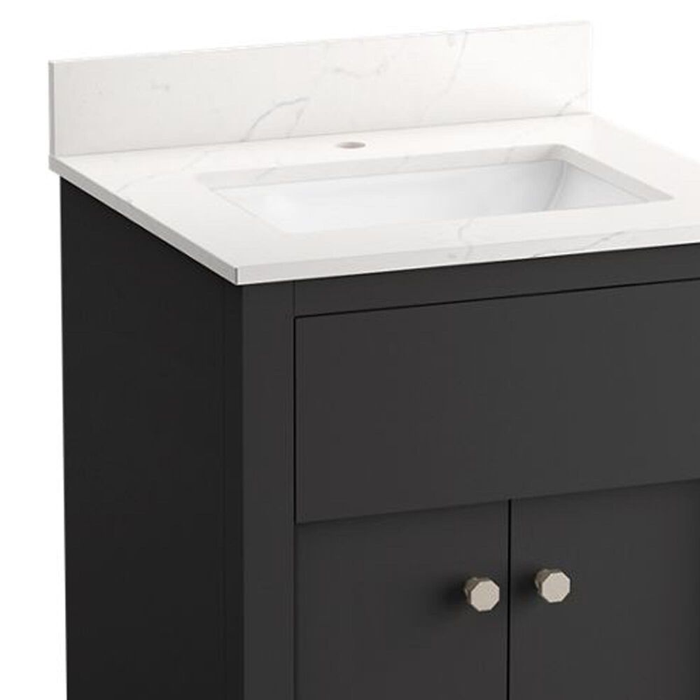 Kohler Alouette 24" Single Bathroom Vanity in Ferrous Grey with 2 cm White Quartz Top and Rectangular Sink, , large