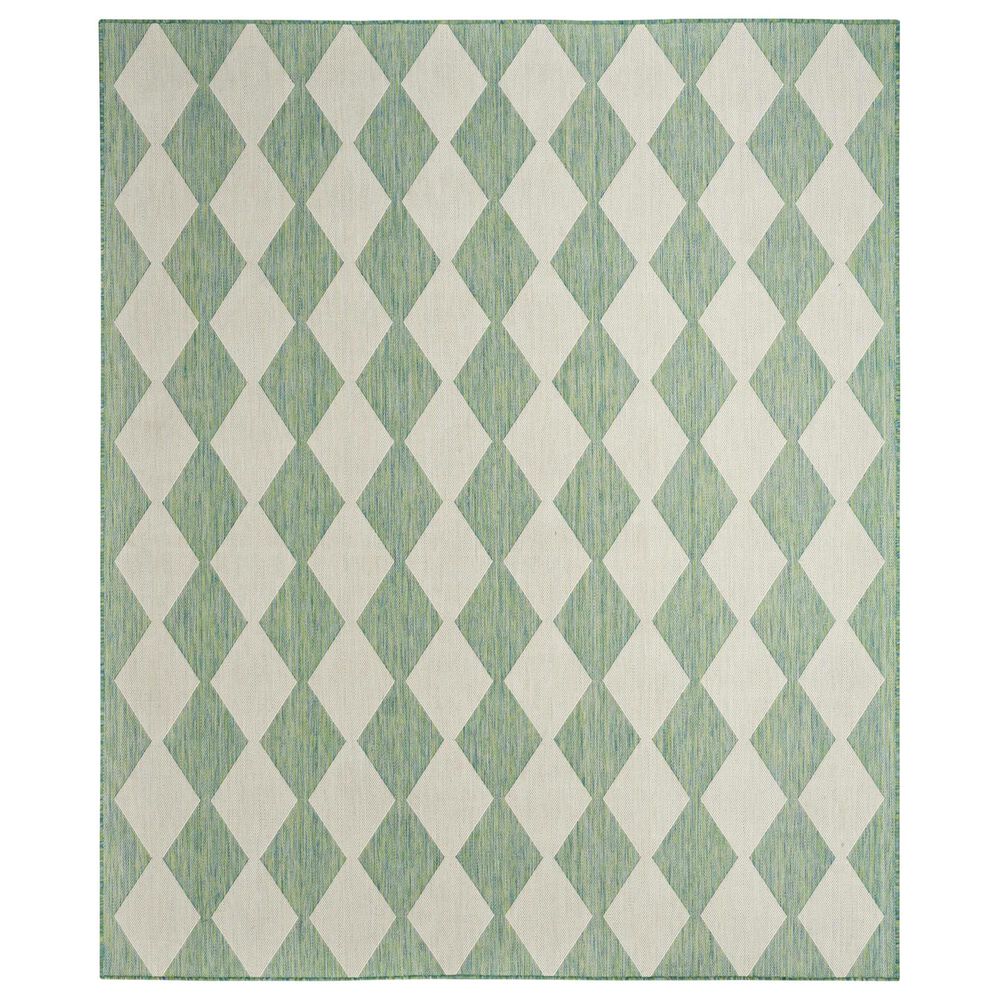 Nourison Positano Geometric Blue and Green 8" x 10" Indoor/Outdoor Area Rug, , large
