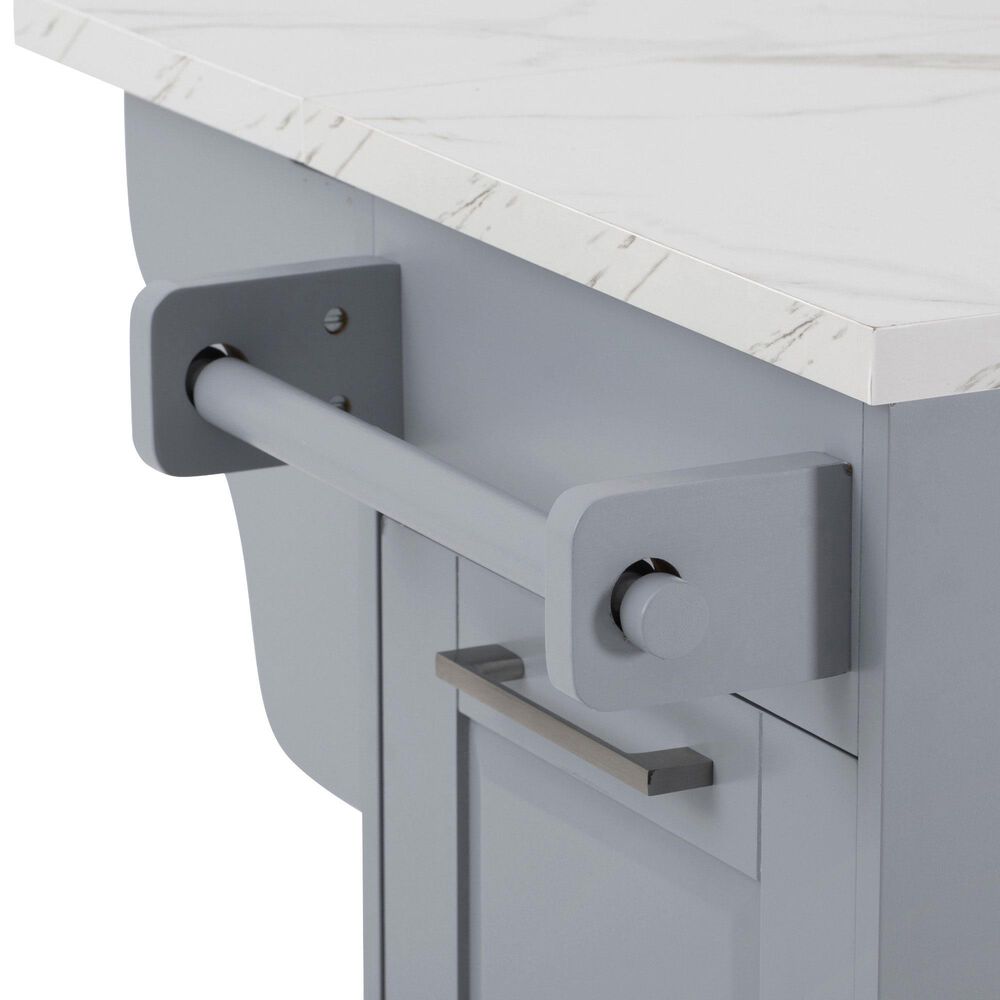HOMLUX 51" Kitchen Island with Tilt Trash Can Cabinet in Grey, , large