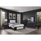 Modern Market Beckett King Platform Bed with LED Lights in Black Finish and White Fluted Upholstery, , large
