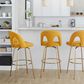 LumiSource Ava Swivel Bar Stool with Yellow Fabric Upholstery in Gold (Set of 2), , large