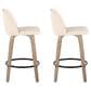 LumiSource Toriano Swivel Counter Stool with Cream Faux Leather Upholstery in Whitewashed and Black (Set of 2), , large