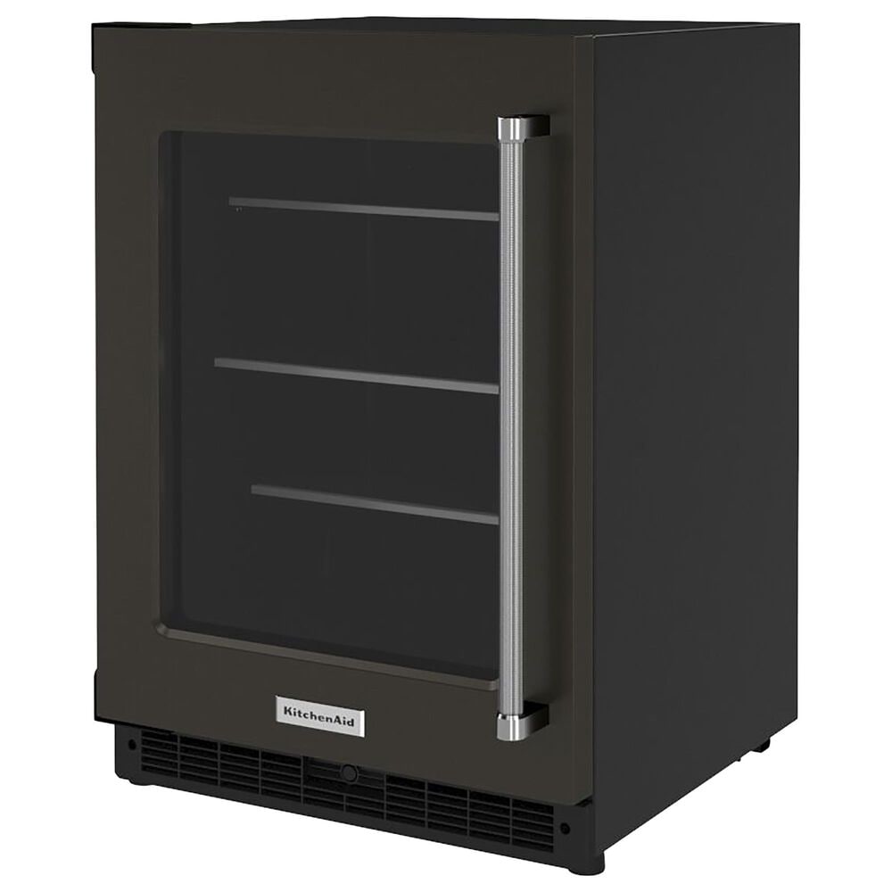 KitchenAid 24&quot; Undercounter Refrigerator with Glass Door and Shelves in Black Stainless Steel, , large