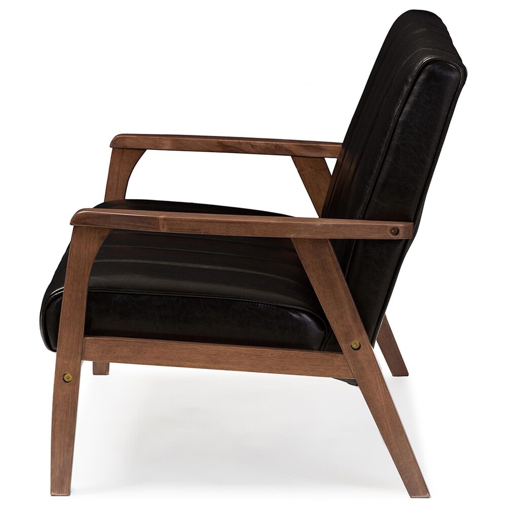 Baxton Studio Nikko Stationary Loveseat in Black, , large