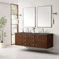 James Martin Vanities Amberly 72" Double Bathroom Vanity in Mid-Century Walnut with 3 cm Parisien Bleu Quartz Top and Rectangular Sinks, , large