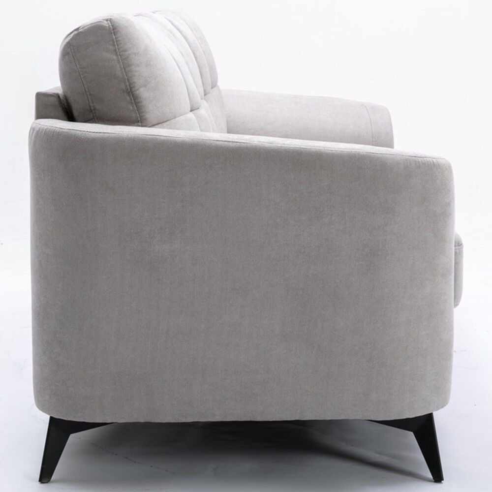 HOMLUX 79"W Woven Fabric Sofa with Tufted Cushions and Black Metal Legs in Light Gray, , large