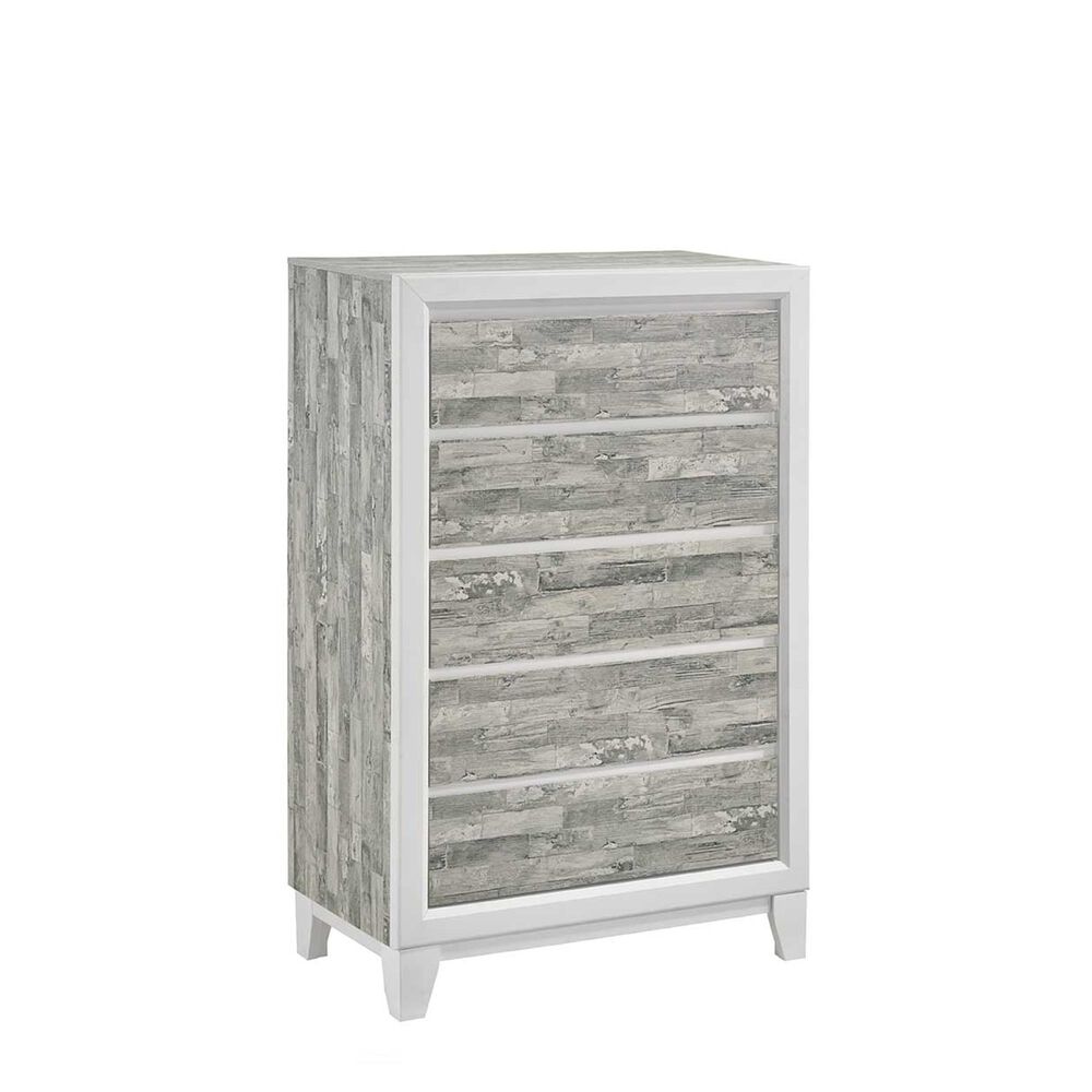 Titanic Furniture Artic 5-Drawer Chest in Gray and White, , large