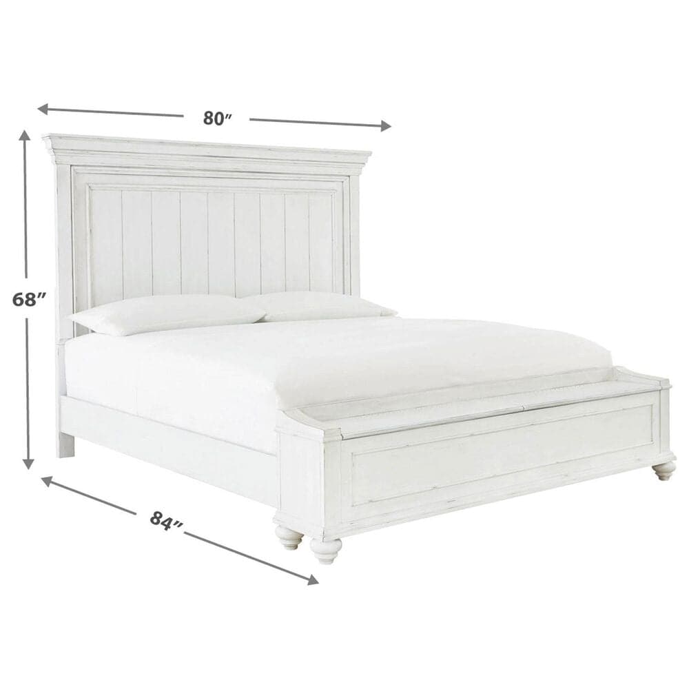Ashley Kanwyn King Storage Bed in Distressed Whitewash, , large