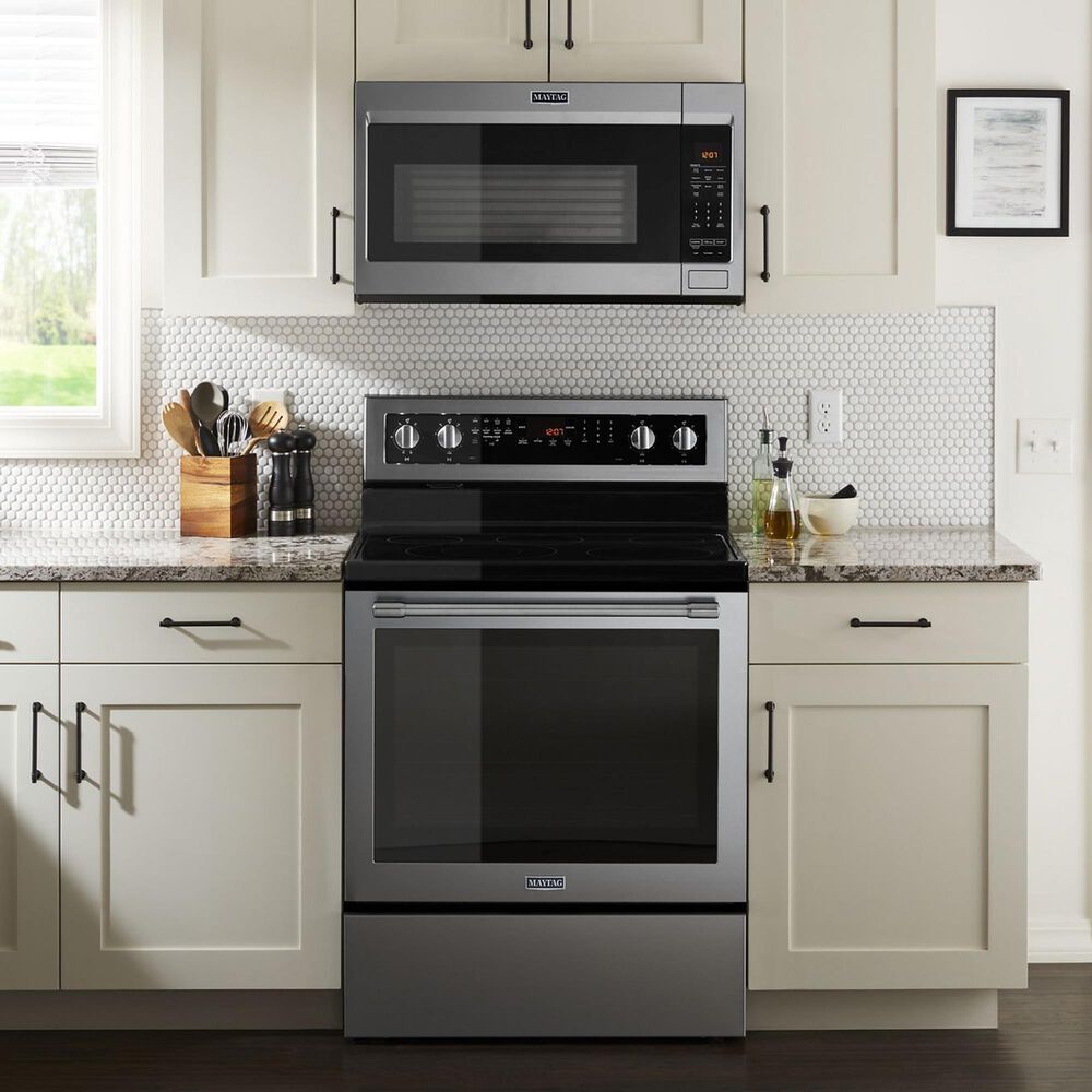 Maytag 2-Piece Kitchen Package with 5.3 Cu Ft. Electric Range and Microwave in Stainless Steel, , large