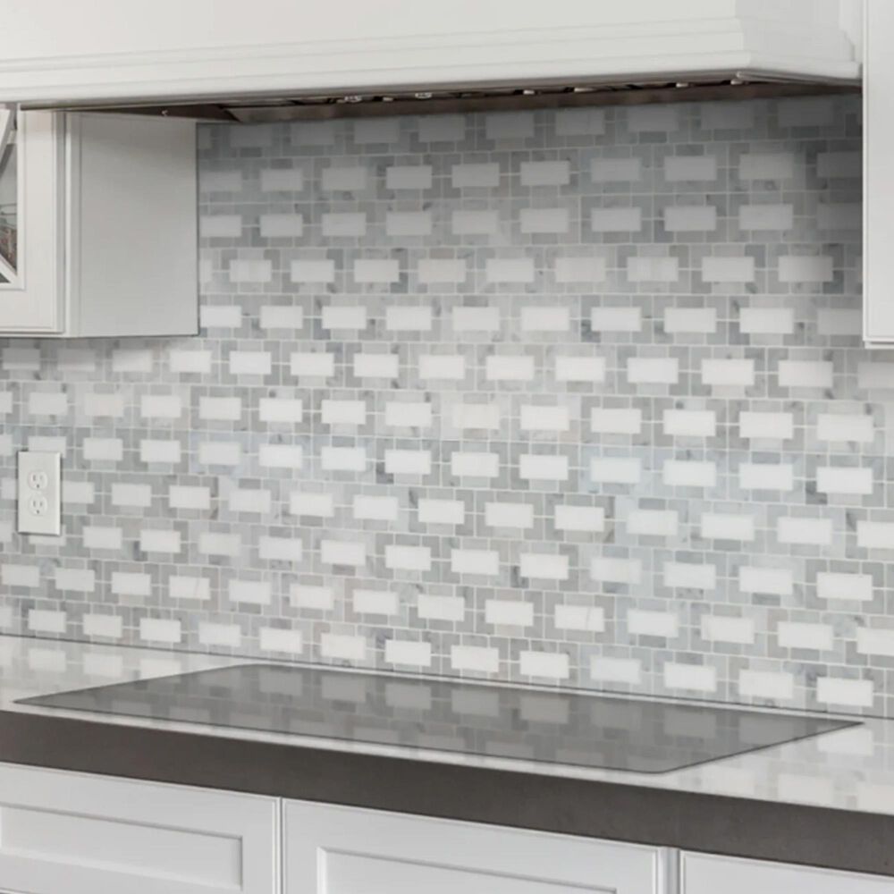 MS International Bianco Dolomite Lynx White and Gray 12&quot; x 12&quot; Mosaic Sheet, , large