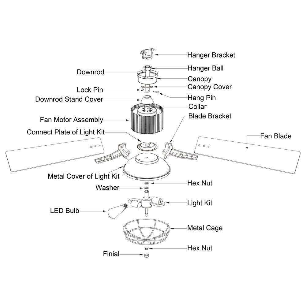 Vaxcel Elkhart 52" LED Ceiling Fan in Black, , large