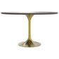 Leisuremod LeisureMod Verve Collection 48 Round Dining Table, Brushed Gold Base with Dark Maple MDF Top, , large