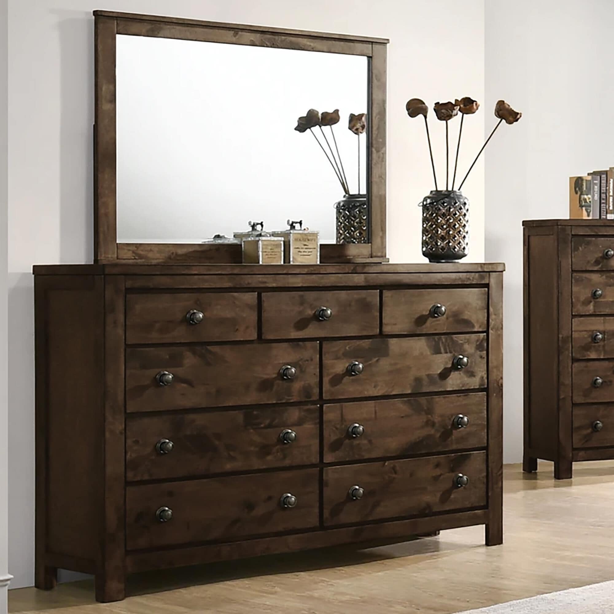 New Heritage Design Blue Ridge 9 Drawer Dresser and Mirror in